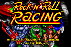 Rock n' Roll Racing title screen for GameBoy Advance